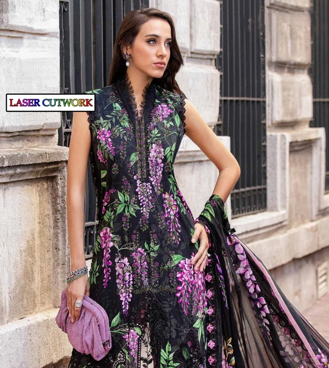 Rang-e-Fatima – Noir Majesty with Delicate Embroidery”